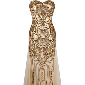 Gold beaded formal dress never worn